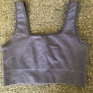JoyLab Ribbed Yoga Cropped Tank Top in Lavender Gray xs